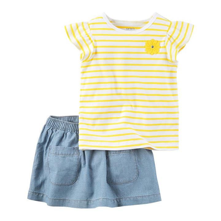 Girls 4-8 Carter's Stripe Tee & Chambray Skort Set, Girl's, Size: 4, Ovrfl Oth