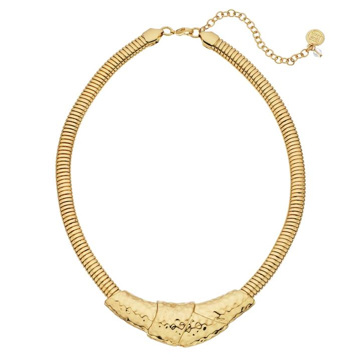 Dana Buchman Gold Tone Hammered Statement Necklace, Women's