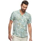 Men's Caribbean Joe Classic-fit Convertible-collar Tropical Button-down Shirt, Size: Medium, Dark Blue