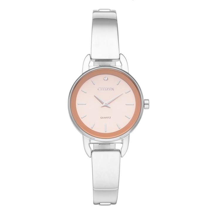 Citizen Women's Crystal Stainless Steel Half Bangle Watch - Ez6370-56x, Size: Small, Grey
