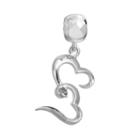 Individuality Beads Sterling Silver Crystal Double Heart Charm, Women's, Blue