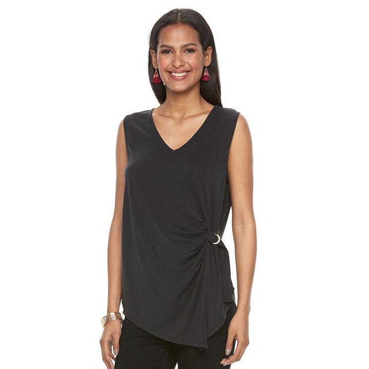 Women's Apt. 9&reg; Ruched Tank, Size: Small, Black