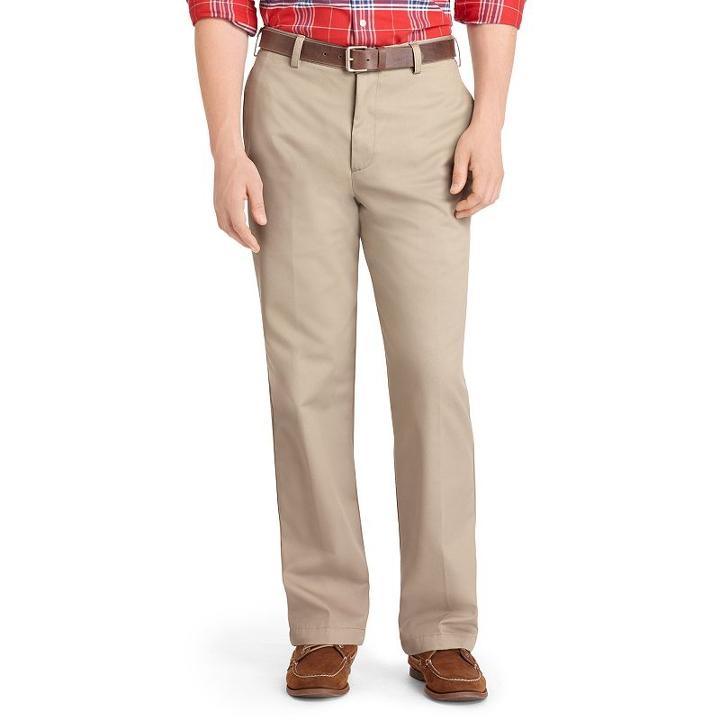 Men's Izod American Chino Classic-fit Wrinkle-free Flat-front Pants, Size: 38x31, Beig/green (beig/khaki)