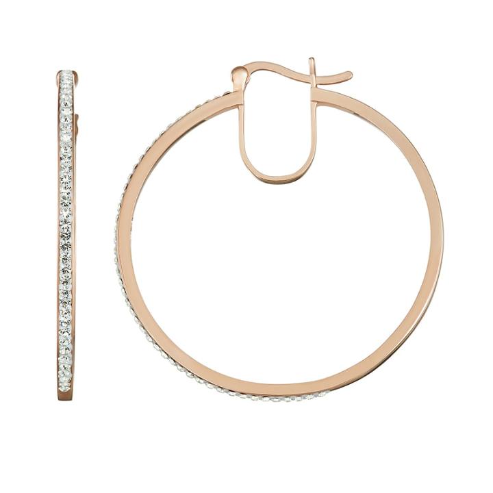 Chrystina Crystal Open Hoop Click-it Earrings, Women's, White