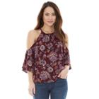 Juniors' Iz Byer California Floral Cold Shoulder Top, Girl's, Size: Small, Ovrfl Oth