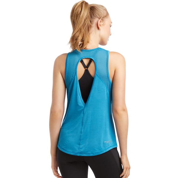 Women's Skechers Tear Drop Open Back Tank, Size: Large, Brt Blue