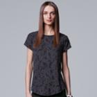 Women's Simply Vera Vera Wang Essential Floral Tee, Size: Small, Dark Grey