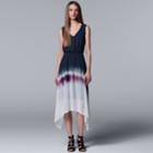 Women's Simply Vera Vera Wang Print Handkerchief Hem Dress, Size: Medium, Purple