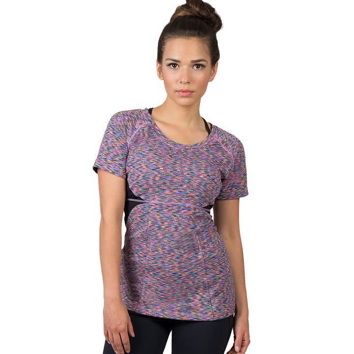 Women's Soybu Evelyn Space-dye Scoopneck Yoga Tee, Size: Medium, Med Pink