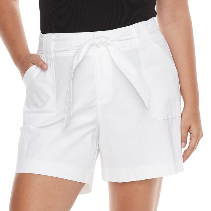 Plus Size Croft & Barrow&reg; Self-tie Shorts, Women's, Size: 22 W, White