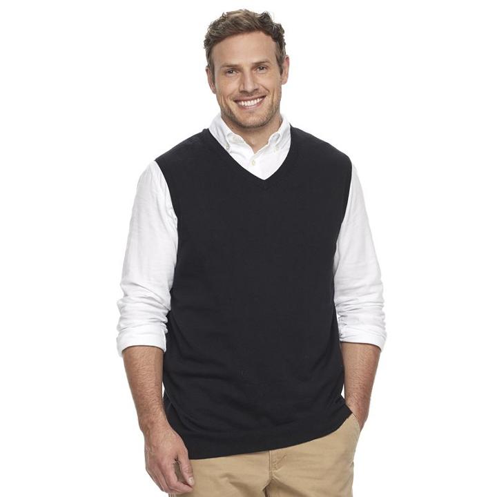 Big & Tall Croft & Barrow&reg; Classic-fit Easy-care Sweater Vest, Men's, Size: Xxl Tall, Black