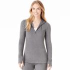 Women's Cuddl Duds Half-zip Hooded Fleece, Size: Small, Grey (charcoal)