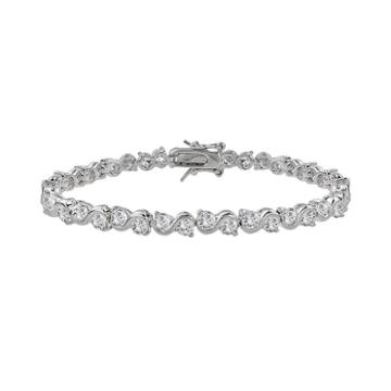 The Silver Lining Cubic Zirconia Silver Tone S-link Tennis Bracelet, Women's, Size: 7.5, White