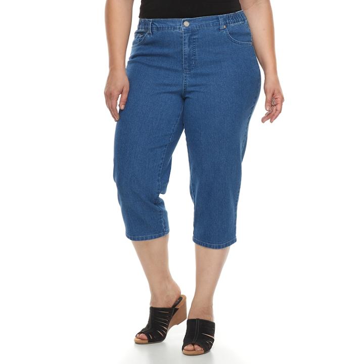 Plus Size Just My Size Tummy Control Capris, Women's, Size: 1xl, Blue