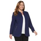 Plus Size Dana Buchman Notch Collar Blazer, Women's, Size: 3xl, Blue (navy)