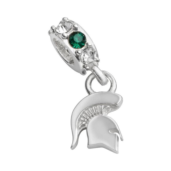 Dayna U Michigan State Spartans Sterling Silver Crystal Logo Charm, Women's, Green