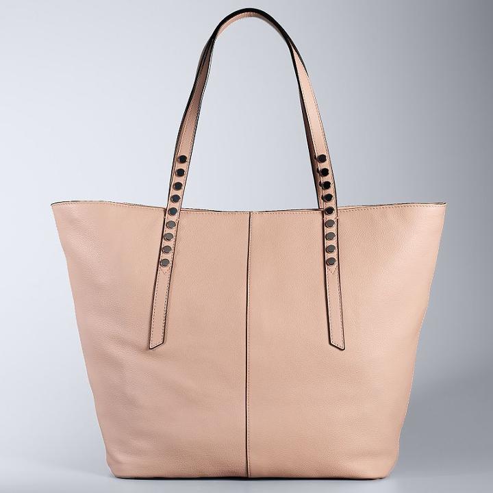 Simply Vera Vera Wang Langly Studded Leather Tote, Women's, Lt Beige