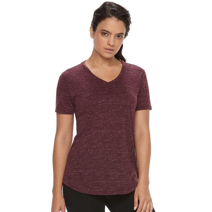 Women's Tek Gear&reg; Easy Nep V-neck Yoga Tee, Size: Small, Drk Purple