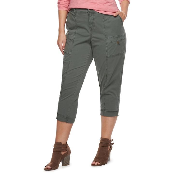 Plus Size Sonoma Goods For Life&trade; Canvas Utility Capris, Women's, Size: 24 W, Grey
