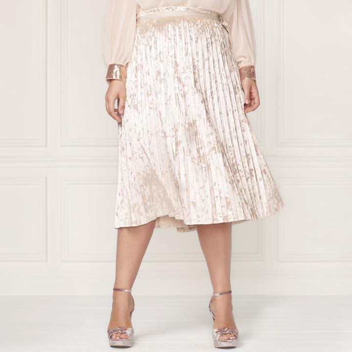 Lc Lauren Conrad Runway Collection Pleated Velvet Skirt - Plus Size, Women's, Size: 20 W, Lt Beige