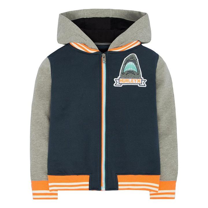 Boys 4-7 Hurley Shark Varsity Zip Hoodie, Size: 5, White Oth