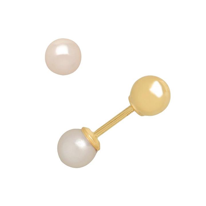 14k Gold Freshwater Cultured Pearl Stud Earrings, Girl's, White