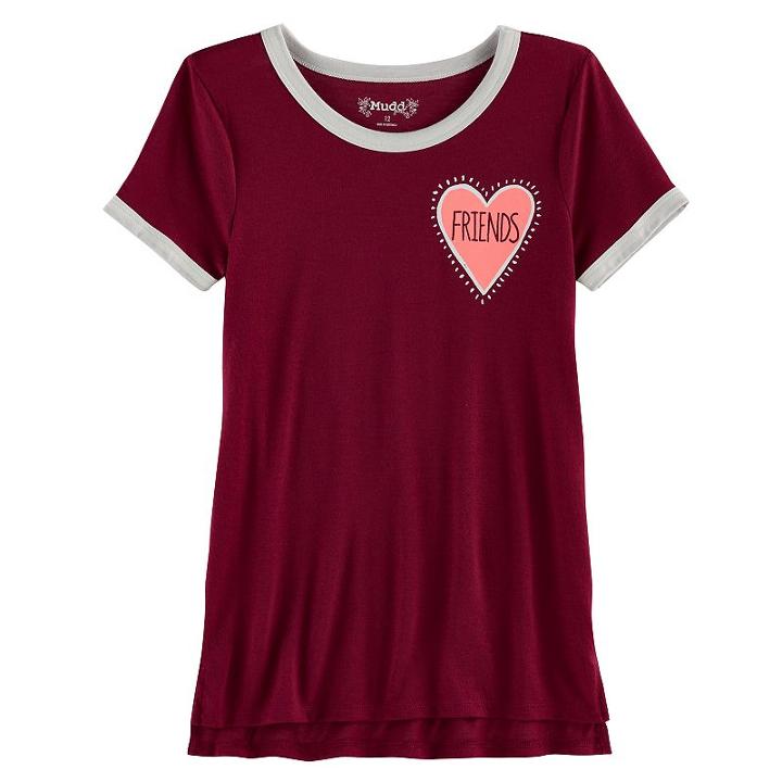 Girls 7-16 & Plus Size Mudd&reg; Ringer Graphic Tee, Size: 12 1/2, Red