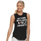 Juniors' Girls Can Do Better Graphic Tank, Size: Medium, Black