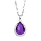 City Rox Cubic Zirconia Teardrop Halo Pendant Necklace, Women's, Purple