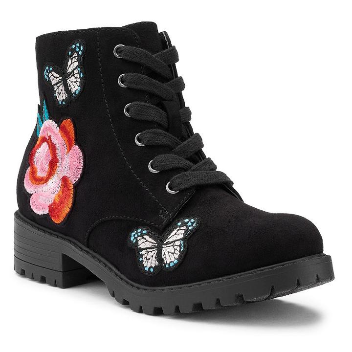 So&reg; Kayla Girls' Combat Boots, Size: 2, Black
