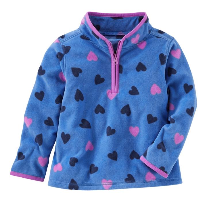 Toddler Girl Oshkosh B'gosh&reg; Heart Printed 1/2-zip Fleece Pullover, Size: 4t, Heart Cali Blue