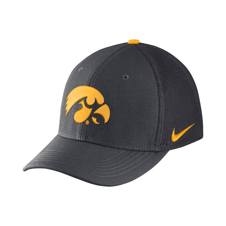 Adult Nike Iowa Hawkeyes Aerobill Flex-fit Cap, Men's, Grey (anthracite)