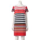 Women's Perceptions Striped Shift Dress, Size: 14, Red Other