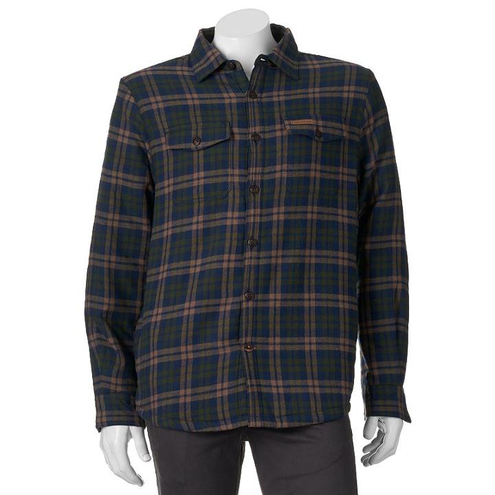 Men's Field & Stream Classic-fit Plaid Sherpa-lined Button-down Shirt, Size: Small, Blue (navy)