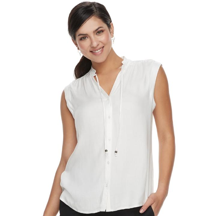 Women's Apt. 9&reg; Tie Accent Blouse, Size: Small, White
