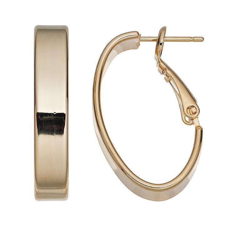 14k Gold-plated Oval Hoop Earrings, Women's