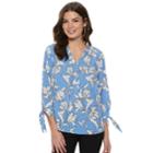Women's Apt. 9&reg; Knot Sleeve Blouse, Size: Large, Med Blue