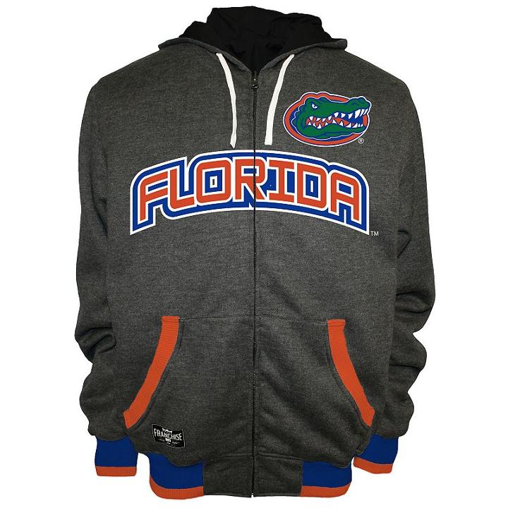 Men's Franchise Club Florida Gators Power Play Reversible Hooded Jacket, Size: Xl, Grey