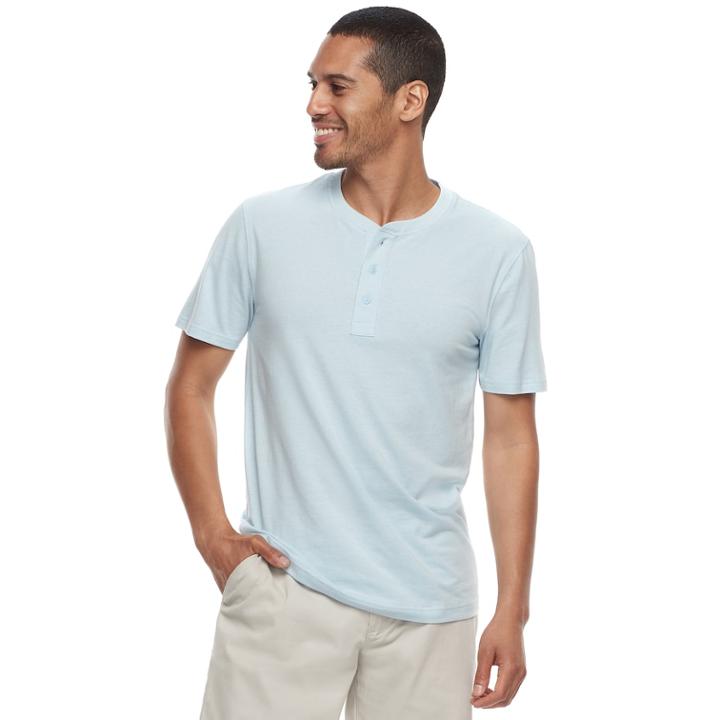 Men's Sonoma Goods For Life&trade; Short-sleeve Supersoft Henley, Size: Medium, Light Blue