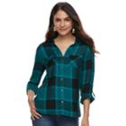 Women's Rock & Republic&reg; Twill Shirt, Size: Small, Dark Blue