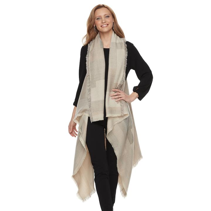 Apt. 9® Colorblock Long Vest, Women's, Lt Beige