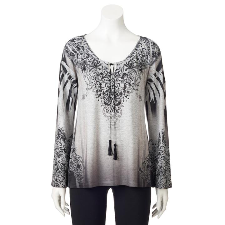 Apt. 9&reg; Sublimation Peasant Top - Women's, Size: Large, Grey