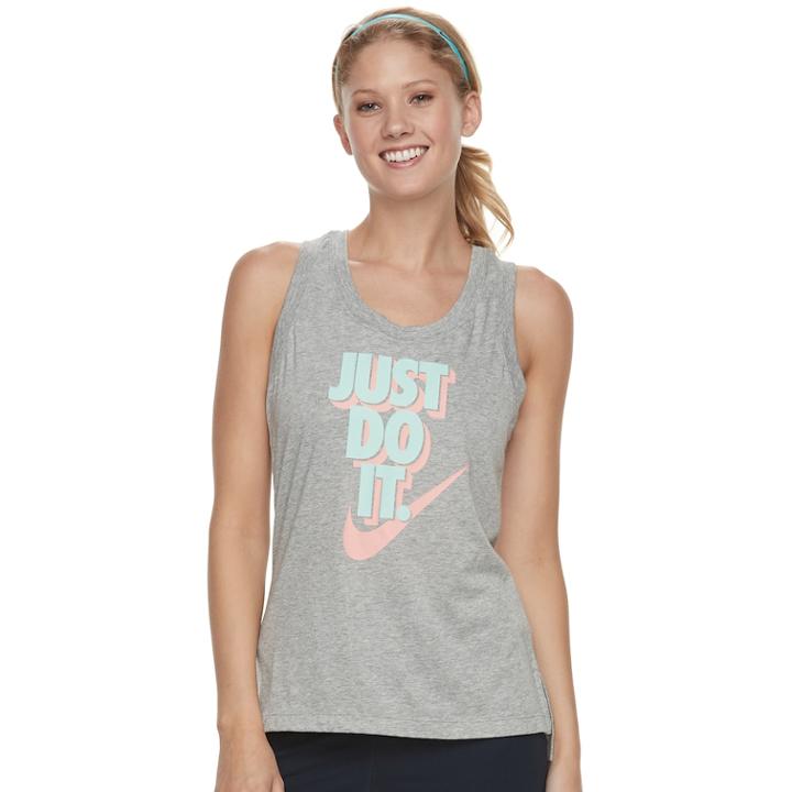 Women's Nike Sportswear Just Do It Graphic Tank, Size: Medium, Grey