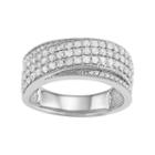 10k White Gold 1 Carat T.w. Diamond Multi Row Ring, Women's, Size: 9