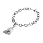Fiora Stainless Steel Uconn Huskies Heart Charm Bracelet, Women's, Size: 8, Grey