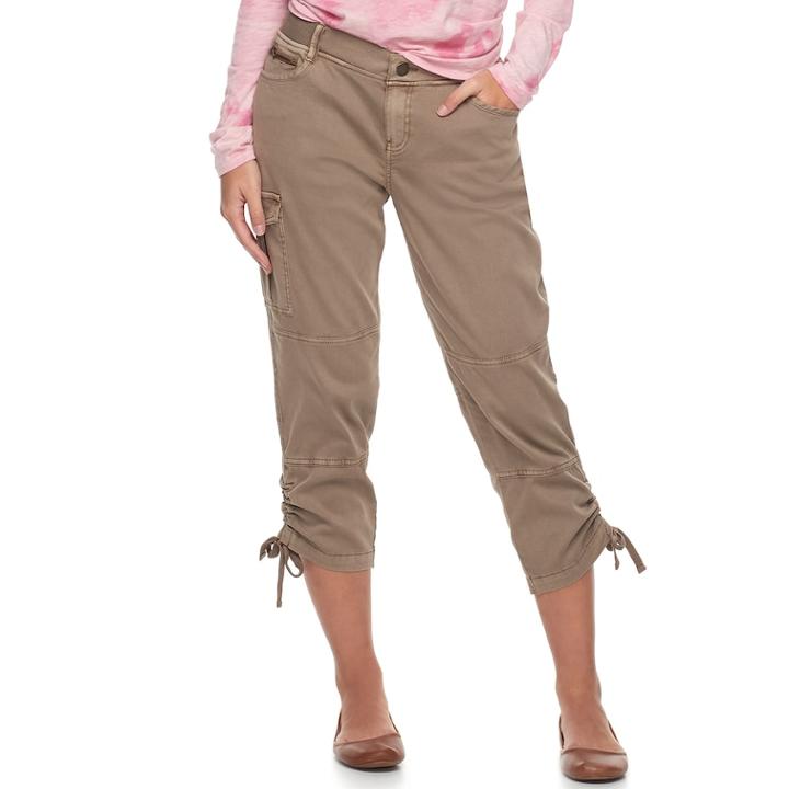 Women's Sonoma Goods For Life&trade; Drawstring Capris, Size: 6, Beig/green (beig/khaki)