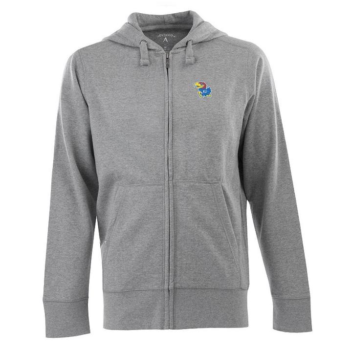 Men's Kansas Jayhawks Signature Full-zip Fleece Hoodie, Size: Xl, Grey