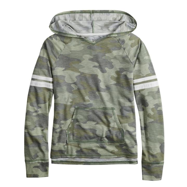 Plus Size Girls 7-16 Mudd&reg; Varsity Hodie, Size: 20 1/2, Med Beige