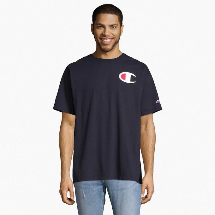 Men's Champion Logo Graphic Tee, Size: Large, Blue (navy)