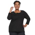 Plus Size Napa Valley Pointelle Sweater, Women's, Size: 1xl, Black